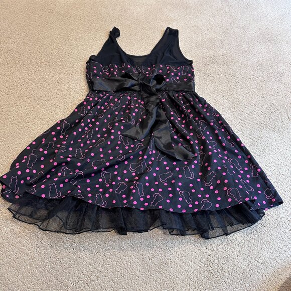 Hot Topic Dress Kitty Cat Retro Pinup Polka Dot Black Pink 50s Rockabilly MEDIUM - Picture 9 of 11